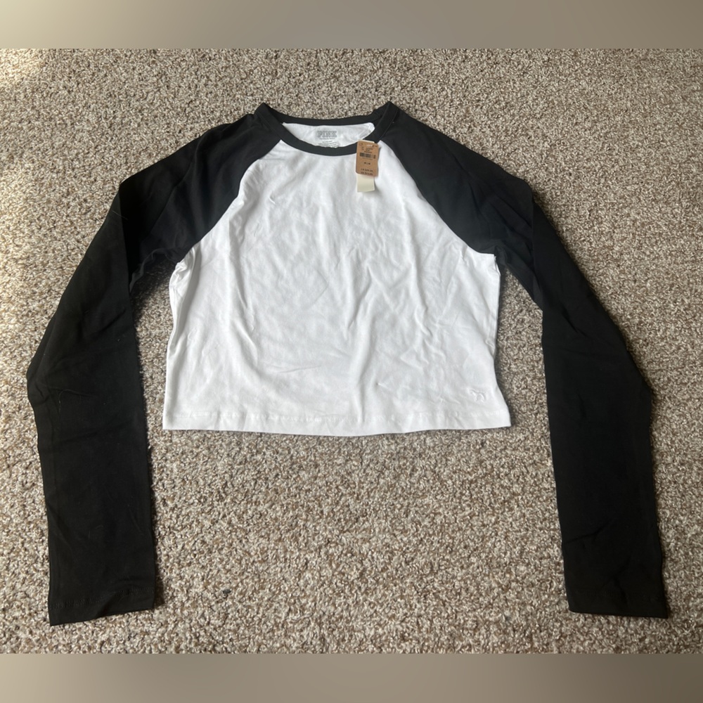 PINK Baseball Style Long Sleeve Tshirt